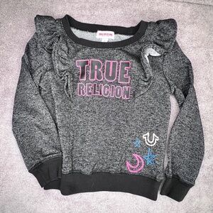 True Religion Girl’s Ruffle Front Metallic Sweater Sz S